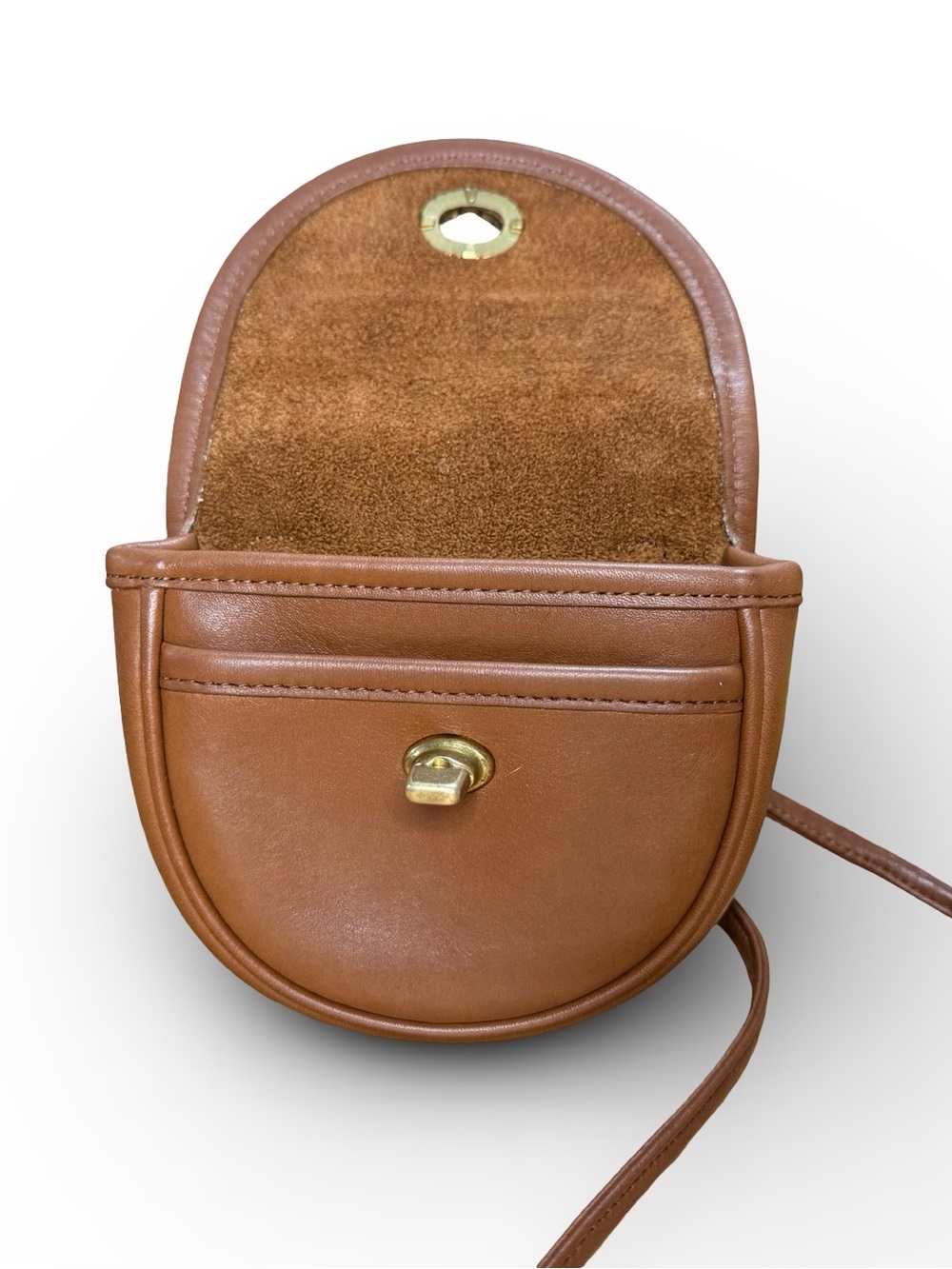 Coach 9826 Tan Leather Crossbody Belt pouch Saddle Bag with Gold Hardware - Picture 5 of 7